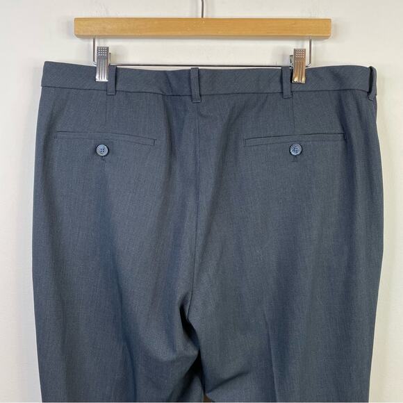 Van Heusen Flex Fit Flat front Straight leg dress pants Ash Blue Navy men 36 new - Picture 8 of 11